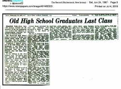 Newspaper Article Last Class to Graduate from the Old High School