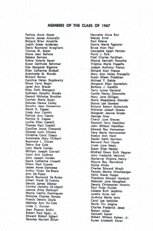 RPHS 1967 Graduation List