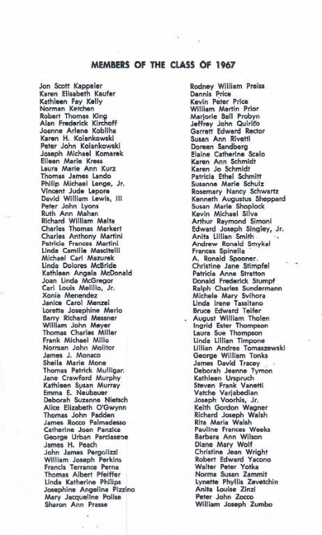 RPHS 1967 Graduation List
