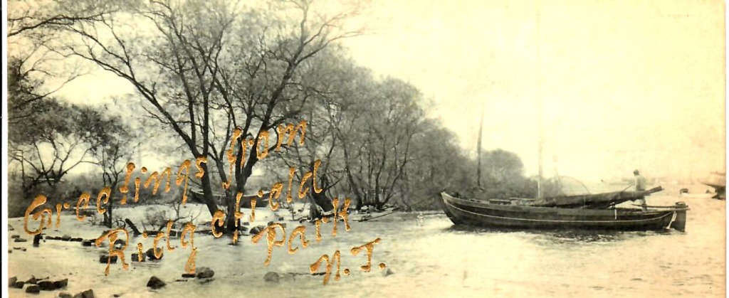 Vintage post card Ridgefield Park Hackensack River Boat Club Circa 1900  Post Card Printed in Germany not mailed